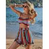 imageVerdusa Womens 3 Piece Outfits Short Sleeve Open Front Kimono and Boho Cami Top and Tassel Trim Tropical Shorts SetBlue