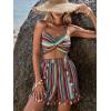 imageVerdusa Womens 3 Piece Outfits Short Sleeve Open Front Kimono and Boho Cami Top and Tassel Trim Tropical Shorts SetGreen