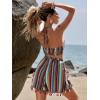imageVerdusa Womens 3 Piece Outfits Short Sleeve Open Front Kimono and Boho Cami Top and Tassel Trim Tropical Shorts SetGreen