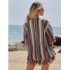imageVerdusa Womens 3 Piece Outfits Short Sleeve Open Front Kimono and Boho Cami Top and Tassel Trim Tropical Shorts SetGreen