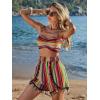 imageVerdusa Womens 3 Piece Outfits Short Sleeve Open Front Kimono and Boho Cami Top and Tassel Trim Tropical Shorts SetHot Pink