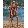 imageVerdusa Womens 3 Piece Outfits Short Sleeve Open Front Kimono and Boho Cami Top and Tassel Trim Tropical Shorts SetHot Pink