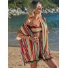 imageVerdusa Womens 3 Piece Outfits Short Sleeve Open Front Kimono and Boho Cami Top and Tassel Trim Tropical Shorts SetHot Pink
