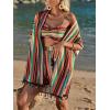 imageVerdusa Womens 3 Piece Outfits Short Sleeve Open Front Kimono and Boho Cami Top and Tassel Trim Tropical Shorts SetMulticolor