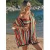 imageVerdusa Womens 3 Piece Outfits Short Sleeve Open Front Kimono and Boho Cami Top and Tassel Trim Tropical Shorts SetMulticolor