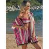 imageVerdusa Womens 3 Piece Outfits Short Sleeve Open Front Kimono and Boho Cami Top and Tassel Trim Tropical Shorts SetPink