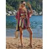 imageVerdusa Womens 3 Piece Outfits Short Sleeve Open Front Kimono and Boho Cami Top and Tassel Trim Tropical Shorts SetPurple