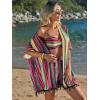imageVerdusa Womens 3 Piece Outfits Short Sleeve Open Front Kimono and Boho Cami Top and Tassel Trim Tropical Shorts SetPurple