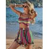 imageVerdusa Womens 3 Piece Outfits Short Sleeve Open Front Kimono and Boho Cami Top and Tassel Trim Tropical Shorts SetPurple