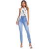 imageVerdusa Womens Fringe Trim Sleeveless Bodycon Halter Bodysuit TopCow Black Brown