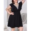 imageVerdusa Womens Plus Size Contrast Lace V Neck Ruffle Cap Sleeve A Line Short DressBlack