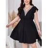 imageVerdusa Womens Plus Size Contrast Lace V Neck Ruffle Cap Sleeve A Line Short DressBlack