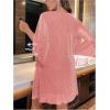 imageVerdusa Womens Plus Size Glitter Mesh Petal 34 Sleeve V Neck Short DressPink