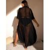 imageVerdusa Womens Plus Size Sheer Mesh Half Sleeve Loose Swimsuit Maxi Dress Cover UpBlack