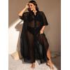 imageVerdusa Womens Plus Size Sheer Mesh Half Sleeve Loose Swimsuit Maxi Dress Cover UpBlack