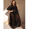 imageVerdusa Womens Plus Size Sheer Mesh Half Sleeve Loose Swimsuit Maxi Dress Cover UpBlack