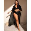 imageVerdusa Womens Plus Size Sheer Mesh Half Sleeve Loose Swimsuit Maxi Dress Cover UpBlack