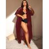 imageVerdusa Womens Plus Size Sheer Mesh Half Sleeve Loose Swimsuit Maxi Dress Cover UpBurgundy Red