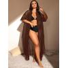 imageVerdusa Womens Plus Size Sheer Mesh Half Sleeve Loose Swimsuit Maxi Dress Cover UpDark Brown