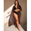 imageVerdusa Womens Plus Size Sheer Mesh Half Sleeve Loose Swimsuit Maxi Dress Cover UpDark Brown