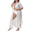 imageVerdusa Womens Plus Size Sheer Mesh Half Sleeve Loose Swimsuit Maxi Dress Cover UpSolid White