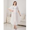 imageVerdusa Womens Plus Size Sheer Mesh Half Sleeve Loose Swimsuit Maxi Dress Cover UpWhite Soild