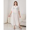 imageVerdusa Womens Plus Size Sheer Mesh Half Sleeve Loose Swimsuit Maxi Dress Cover UpWhite Soild