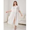 imageVerdusa Womens Plus Size Sheer Mesh Half Sleeve Loose Swimsuit Maxi Dress Cover UpWhite Soild