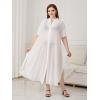 imageVerdusa Womens Plus Size Sheer Mesh Half Sleeve Loose Swimsuit Maxi Dress Cover UpWhite Soild