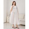 imageVerdusa Womens Plus Size Sheer Mesh Half Sleeve Loose Swimsuit Maxi Dress Cover UpWhite Soild