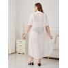 imageVerdusa Womens Plus Size Sheer Mesh Half Sleeve Loose Swimsuit Maxi Dress Cover UpWhite Soild