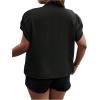 imageVerdusa Womens Plus Size Work Blouse Bow Tie Neck Petal Sleeve Blouse Office Work Shirt TopBlack