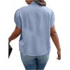 imageVerdusa Womens Plus Size Work Blouse Bow Tie Neck Petal Sleeve Blouse Office Work Shirt TopBlue