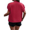 imageVerdusa Womens Plus Size Work Blouse Bow Tie Neck Petal Sleeve Blouse Office Work Shirt TopBurgundy