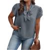 imageVerdusa Womens Plus Size Work Blouse Bow Tie Neck Petal Sleeve Blouse Office Work Shirt TopDusty Blue