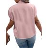 imageVerdusa Womens Plus Size Work Blouse Bow Tie Neck Petal Sleeve Blouse Office Work Shirt TopPink