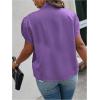 imageVerdusa Womens Plus Size Work Blouse Bow Tie Neck Petal Sleeve Blouse Office Work Shirt TopPurple