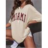 imageVerdusa Womens Summer Oversized Cute Shirt Graphic Print Short Sleeve Tunic Tops Casual Loose Drop Shoulder Crew Neck TeeBurgundy and Khaki