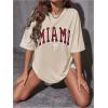 imageVerdusa Womens Summer Oversized Cute Shirt Graphic Print Short Sleeve Tunic Tops Casual Loose Drop Shoulder Crew Neck TeeBurgundy and Khaki