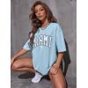 imageVerdusa Womens Summer Oversized Cute Shirt Graphic Print Short Sleeve Tunic Tops Casual Loose Drop Shoulder Crew Neck TeeLight Blue