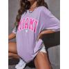 imageVerdusa Womens Summer Oversized Cute Shirt Graphic Print Short Sleeve Tunic Tops Casual Loose Drop Shoulder Crew Neck TeeLilac Purple