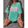 imageVerdusa Womens Summer Oversized Cute Shirt Graphic Print Short Sleeve Tunic Tops Casual Loose Drop Shoulder Crew Neck TeeMint Green