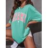 imageVerdusa Womens Summer Oversized Cute Shirt Graphic Print Short Sleeve Tunic Tops Casual Loose Drop Shoulder Crew Neck TeeMint Green