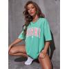 imageVerdusa Womens Summer Oversized Cute Shirt Graphic Print Short Sleeve Tunic Tops Casual Loose Drop Shoulder Crew Neck TeeMint Green