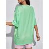 imageVerdusa Womens Summer Oversized Cute Shirt Graphic Print Short Sleeve Tunic Tops Casual Loose Drop Shoulder Crew Neck TeeMint Green V