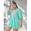 imageVerdusa Womens Summer Oversized Cute Shirt Graphic Print Short Sleeve Tunic Tops Casual Loose Drop Shoulder Crew Neck TeePlus Mint Green