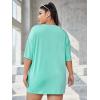 imageVerdusa Womens Summer Oversized Cute Shirt Graphic Print Short Sleeve Tunic Tops Casual Loose Drop Shoulder Crew Neck TeePlus Mint Green