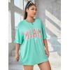 imageVerdusa Womens Summer Oversized Cute Shirt Graphic Print Short Sleeve Tunic Tops Casual Loose Drop Shoulder Crew Neck TeePlus Mint Green