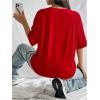 imageVerdusa Womens Summer Oversized Cute Shirt Graphic Print Short Sleeve Tunic Tops Casual Loose Drop Shoulder Crew Neck TeeRed