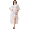 imageVerdusa Womens Plus Size Sheer Mesh Half Sleeve Loose Swimsuit Maxi Dress Cover UpWhite Soild